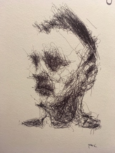 Portraits von mir von einem Roboter gezeichnet